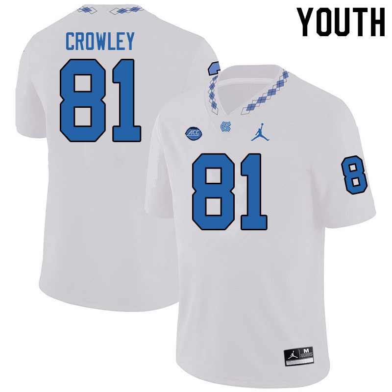Jordan Brand Youth #81 Will Crowley North Carolina Tar Heels College Football Jerseys Sale-White